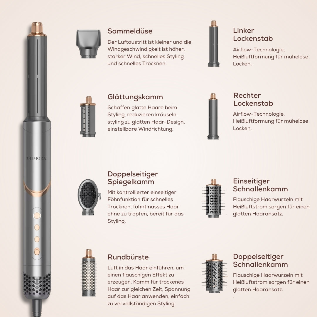GLIMORA® - 8 in 1 StylePro Hair Styler