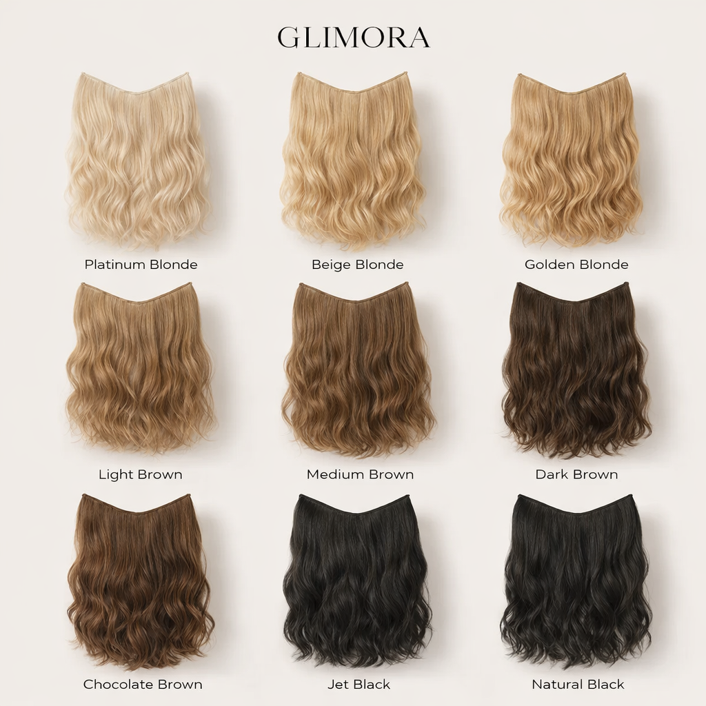 Haar Extensions echthaar in sanften Wellen, für mehr Volumen und Länge. GLIMORA® Premium Extensions.